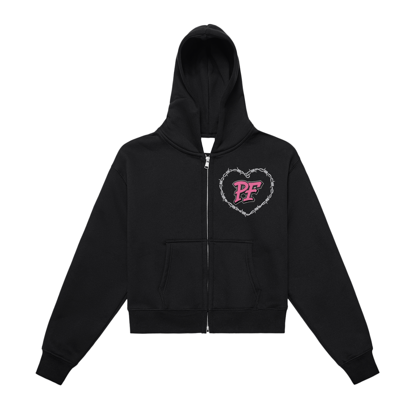 D. Fleeced Zip-Up Cropped Hoodie