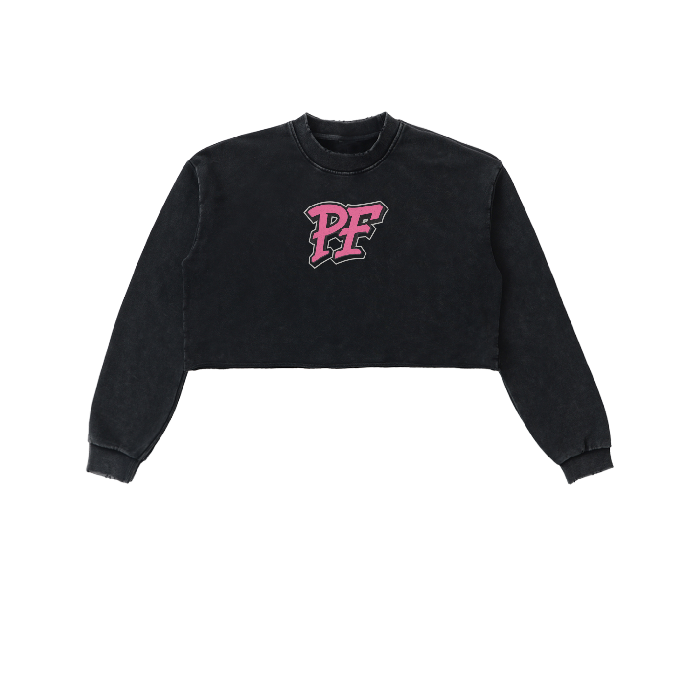 D. Snow Washed Raw Edge Cropped Sweatshirt
