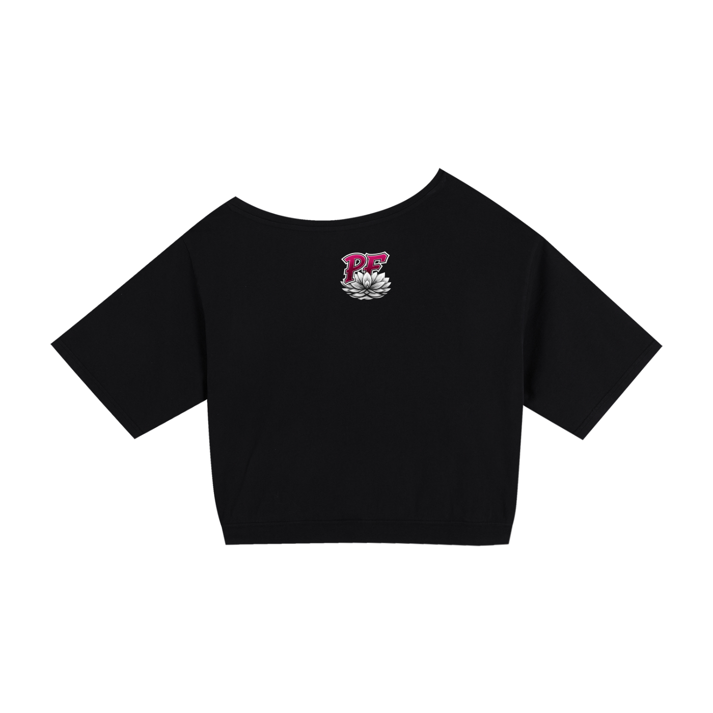 Asymmetric Shoulder Oversized LOTUS Cotton T-Shirt