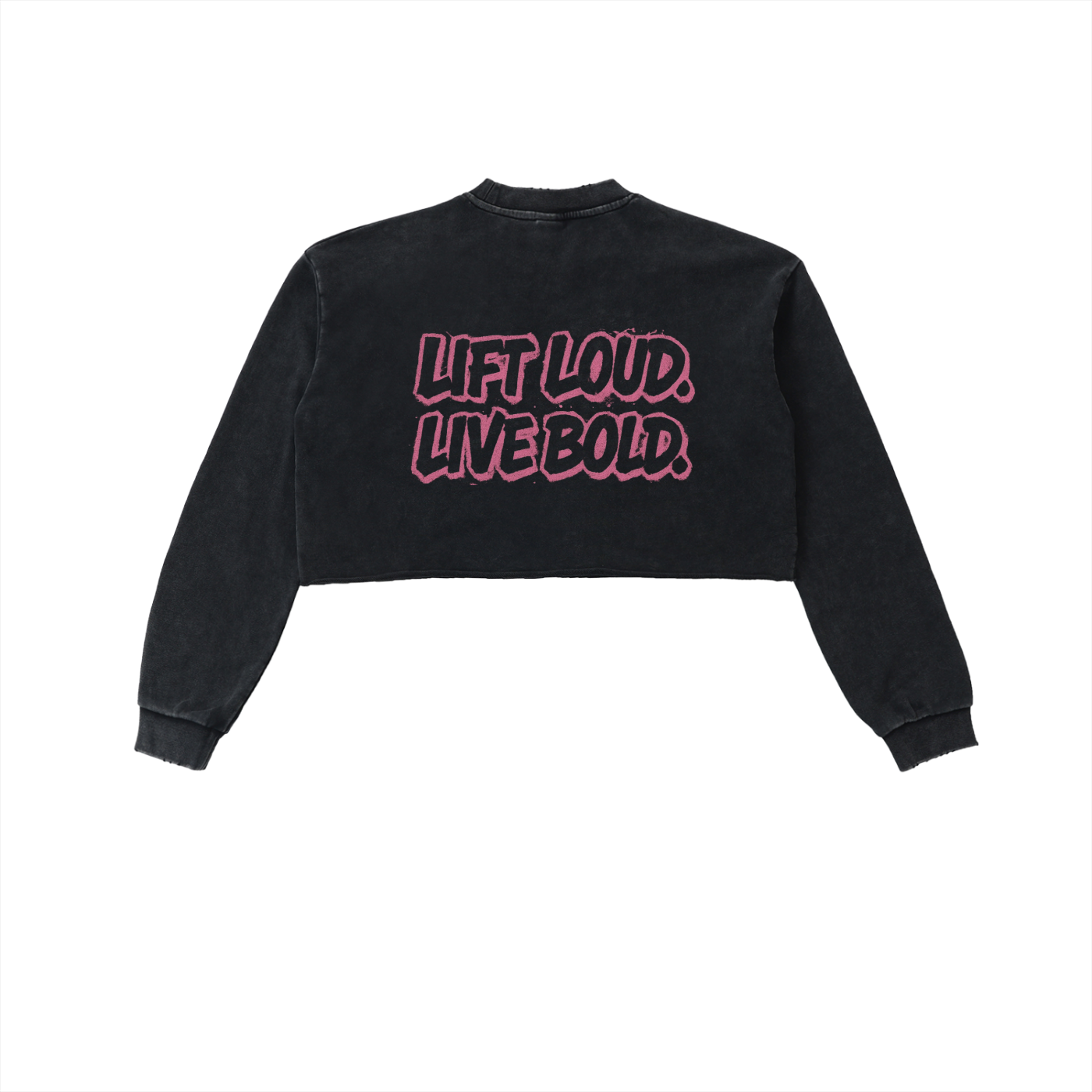 D. Snow Washed Raw Edge Cropped Sweatshirt