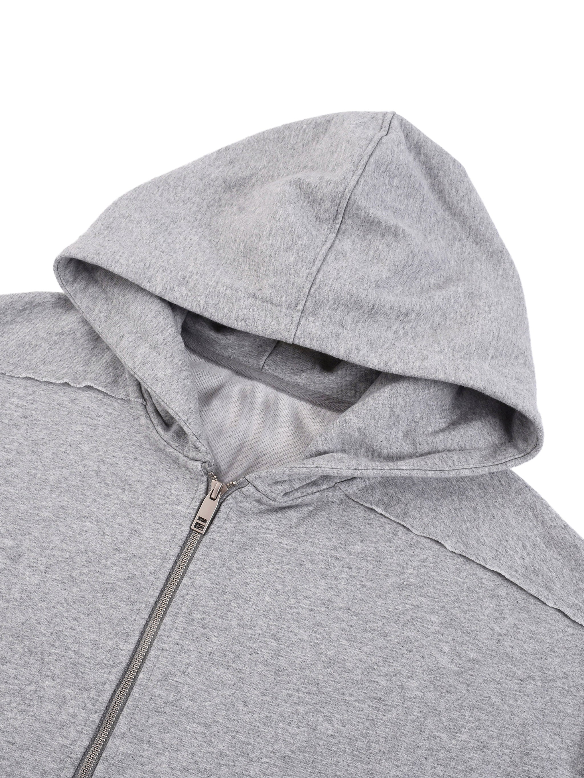 RELENTLESS Contrast Tape Raw Edge Double Layered Zip Hoodie